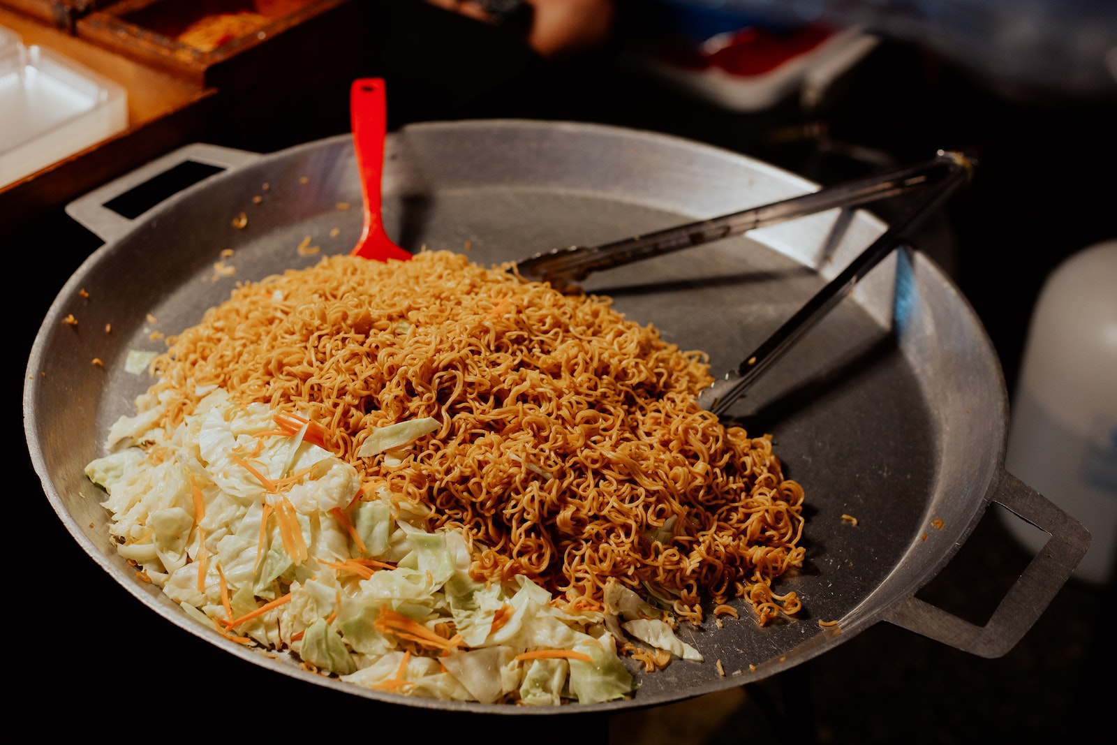 Cooked Rice on Black Pan